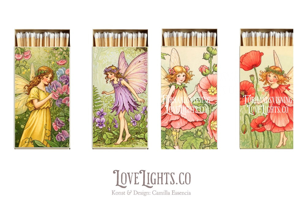 Älvor Konstverk till Tändsticksaskar - Dekorera dina tändsticksaskar med söta Blomster Älvor