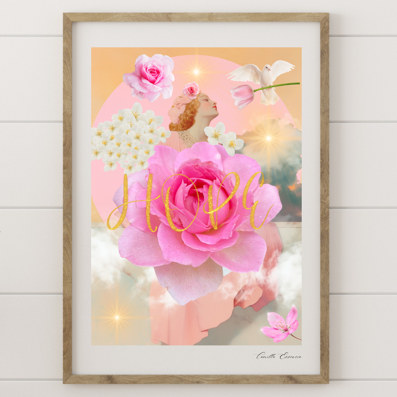 "Hope" - Collage Konst - Collage Art - Inredning - Konstverk - Svensk konst - Begränsad Upplaga om 20 st. i A3 - Fine Art Print - Konstnärstryck - Konstnär: Camilla Essencia