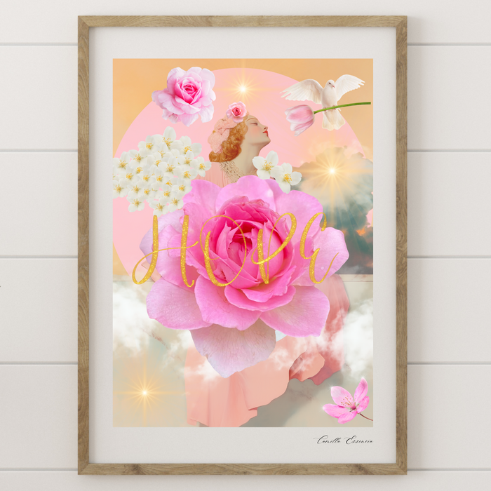 "Hope" - Collage Konst - Collage Art - Inredning - Konstverk - Svensk konst - Begränsad Upplaga om 20 st. i A3 - Fine Art Print - Konstnärstryck - Konstnär: Camilla Essencia