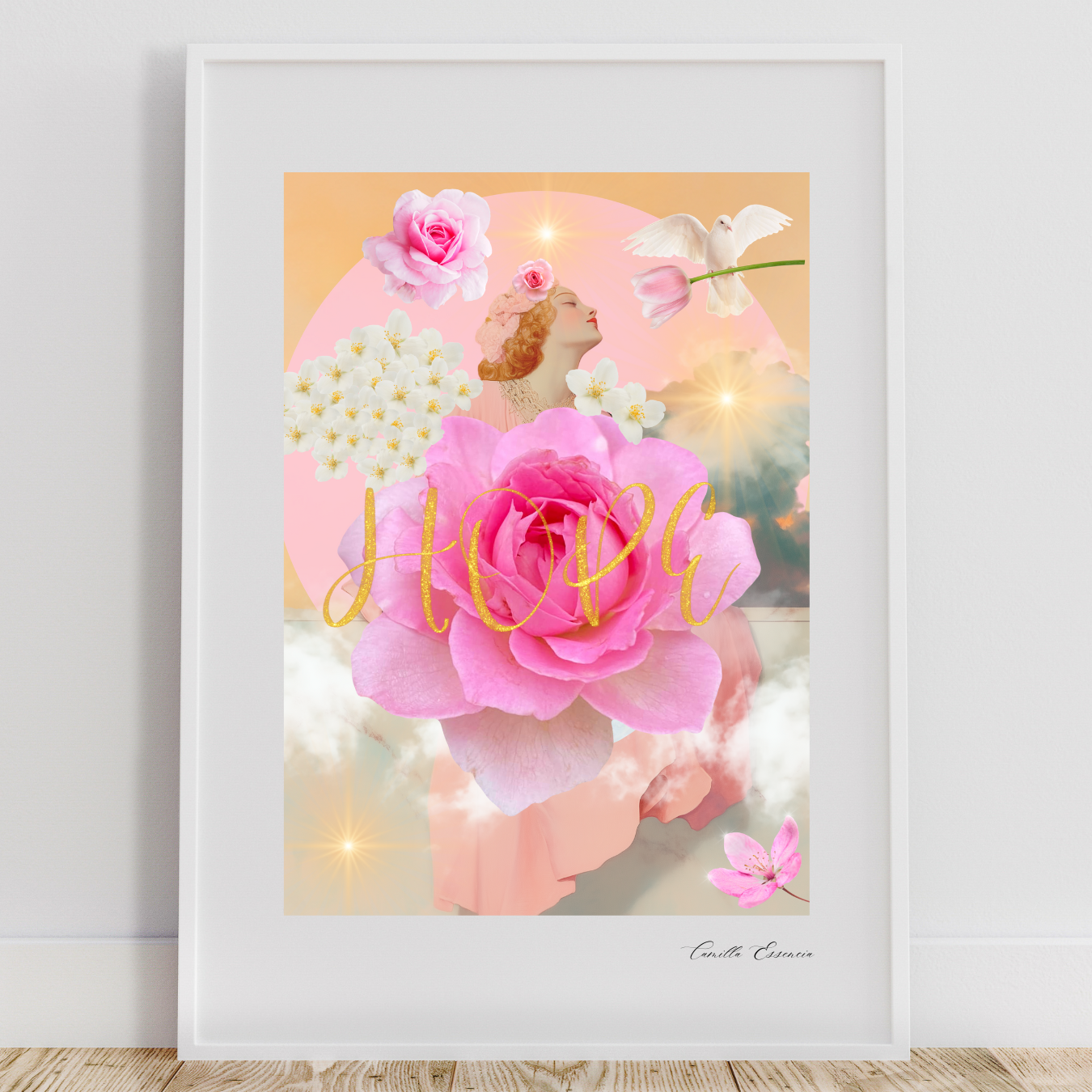 "Hope" - Collage Konst - Collage Art - Inredning - Konstverk - Svensk konst - Begränsad Upplaga om 20 st. i A3 - Fine Art Print - Konstnärstryck - Konstnär: Camilla Essencia