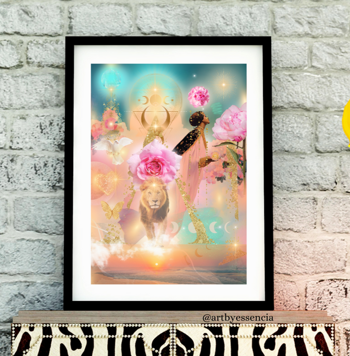 "In Bliss" - Collage Konst - Collage Art - Inredning - Konstverk - Svensk konst - Spirituell konst - Begränsad Upplaga om 3 st. i A3 - Fine Art Print - Konstnärstryck - Konstnär: Camilla Essencia