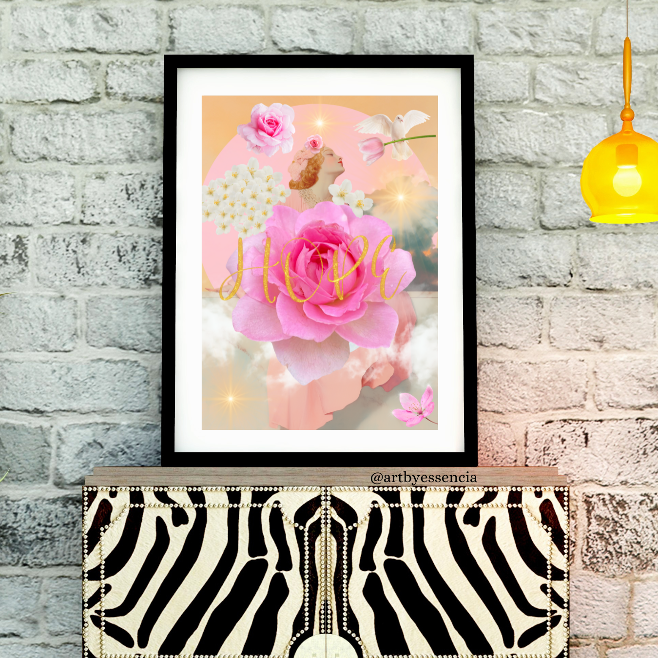 "Hope" - Collage Konst - Collage Art - Inredning - Konstverk - Svensk konst - Begränsad Upplaga om 20 st. i A3 - Fine Art Print - Konstnärstryck - Konstnär: Camilla Essencia