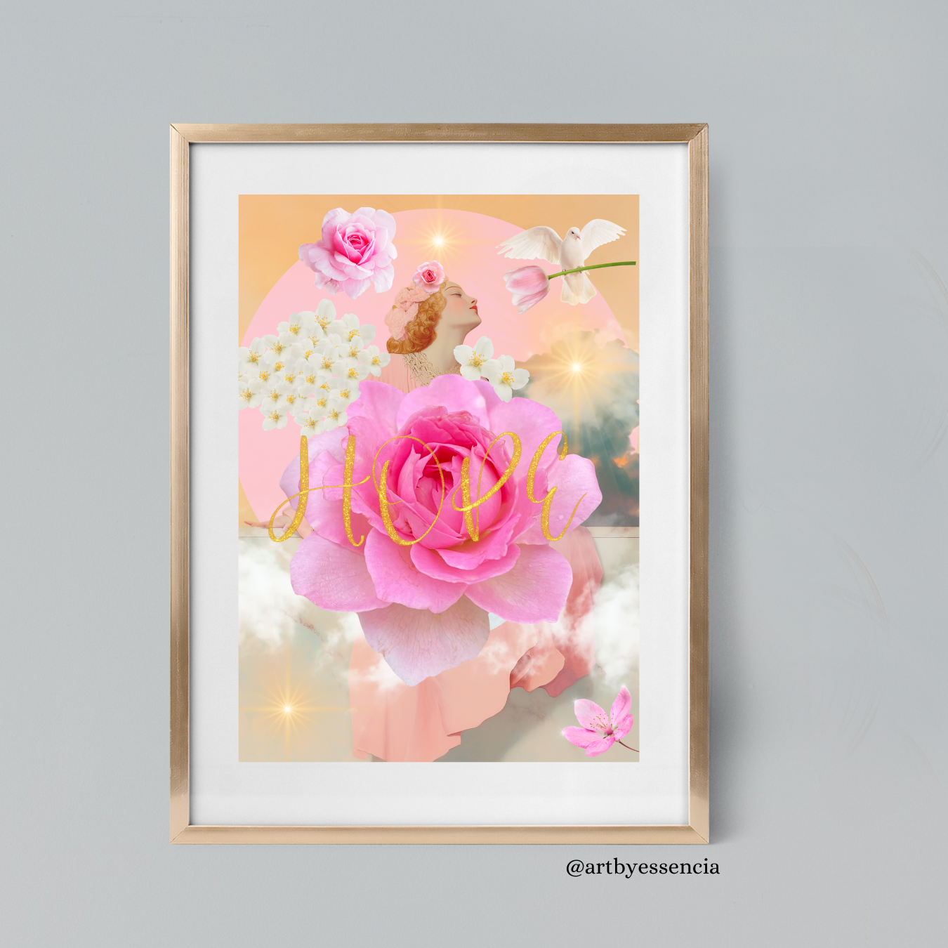 "Hope" - Collage Konst - Collage Art - Inredning - Konstverk - Svensk konst - Begränsad Upplaga om 20 st. i A3 - Fine Art Print - Konstnärstryck - Konstnär: Camilla Essencia