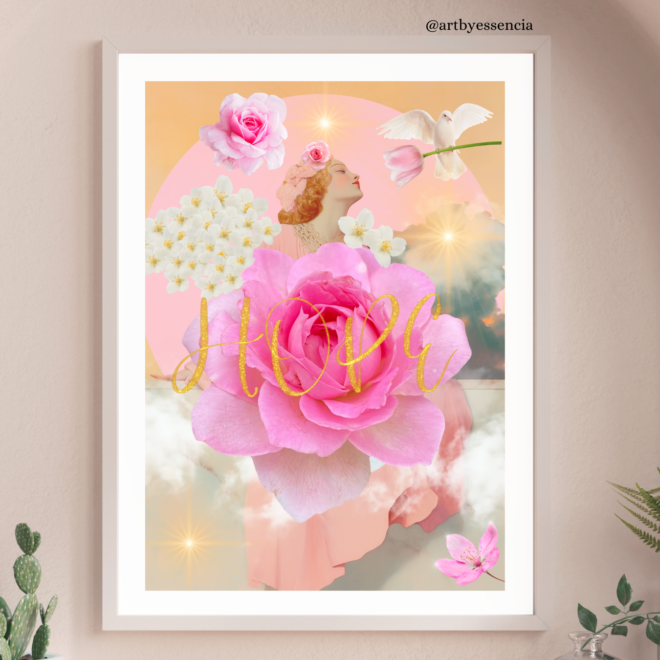 "Hope" - Collage Konst - Collage Art - Inredning - Konstverk - Svensk konst - Begränsad Upplaga om 20 st. i A3 - Fine Art Print - Konstnärstryck - Konstnär: Camilla Essencia