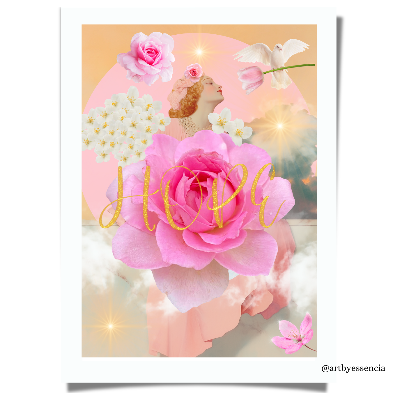 "Hope" - Collage Konst - Collage Art - Inredning - Konstverk - Svensk konst - Begränsad Upplaga om 20 st. i A3 - Fine Art Print - Konstnärstryck - Konstnär: Camilla Essencia