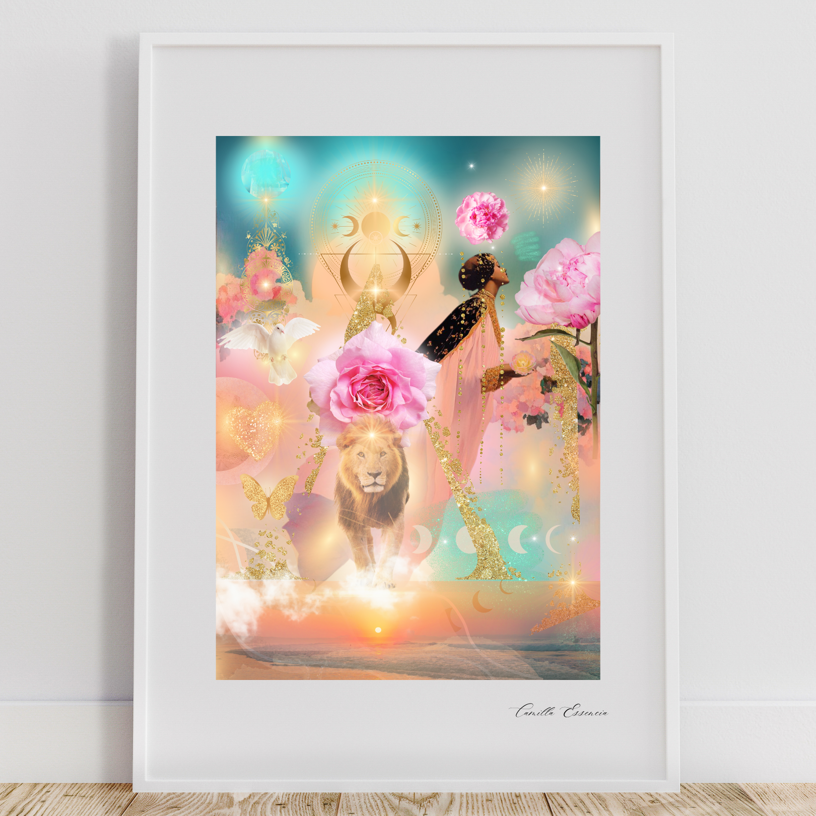 "In Bliss" - Collage Konst - Collage Art - Inredning - Konstverk -  Spirituell konst - Begränsad Upplaga om 3 st. i A3 - Fine Art Print