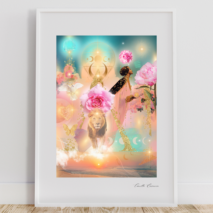 "In Bliss" - Collage Konst - Collage Art - Inredning - Konstverk - Svensk konst - Spirituell konst - Begränsad Upplaga om 3 st. i A3 - Fine Art Print - Konstnärstryck - Konstnär: Camilla Essencia