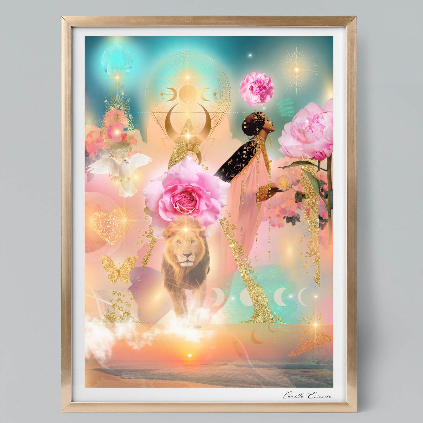 "In Bliss" - Collage Konst - Collage Art - Inredning - Konstverk -  Spirituell konst - Begränsad Upplaga om 3 st. i A3 - Fine Art Print