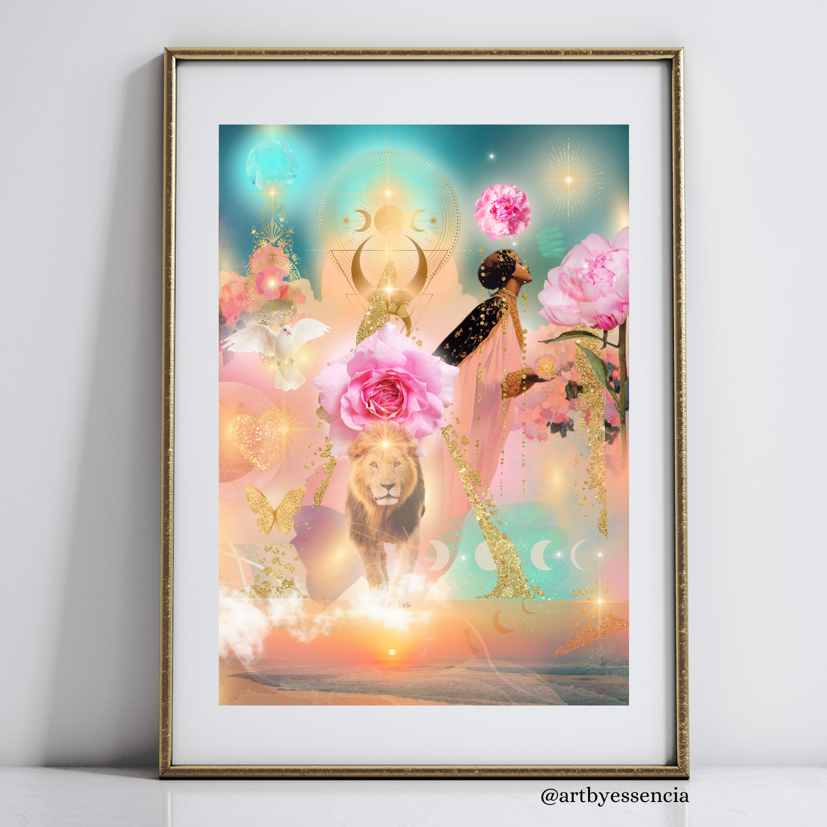 "In Bliss" - Collage Konst - Collage Art - Inredning - Konstverk -  Spirituell konst - Begränsad Upplaga om 3 st. i A3 - Fine Art Print