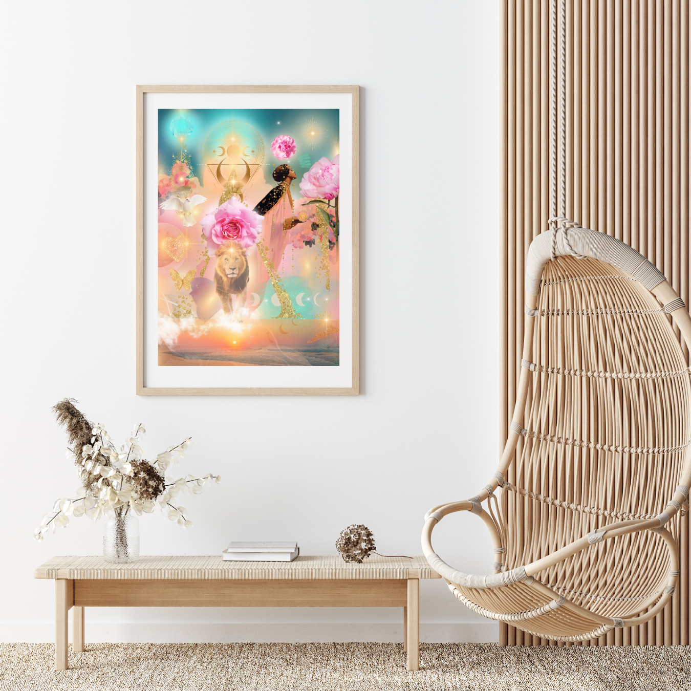 "In Bliss" - Collage Konst - Collage Art - Inredning - Konstverk -  Spirituell konst - Begränsad Upplaga om 3 st. i A3 - Fine Art Print