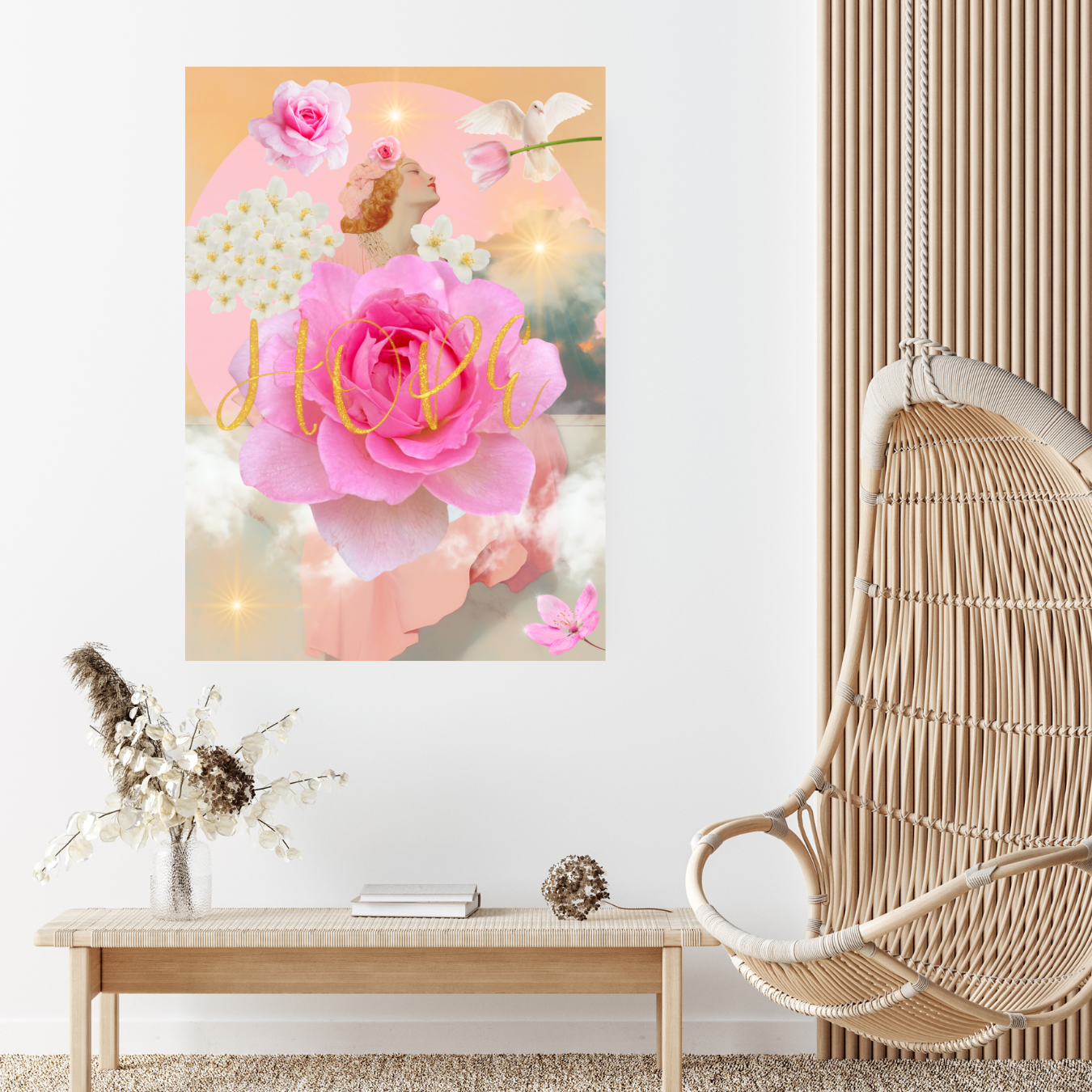 "Hope" - Collage Konst - Collage Art - Inredning - Konstverk - Svensk konst - Begränsad Upplaga om 20 st. i A3 - Fine Art Print - Konstnärstryck - Konstnär: Camilla Essencia