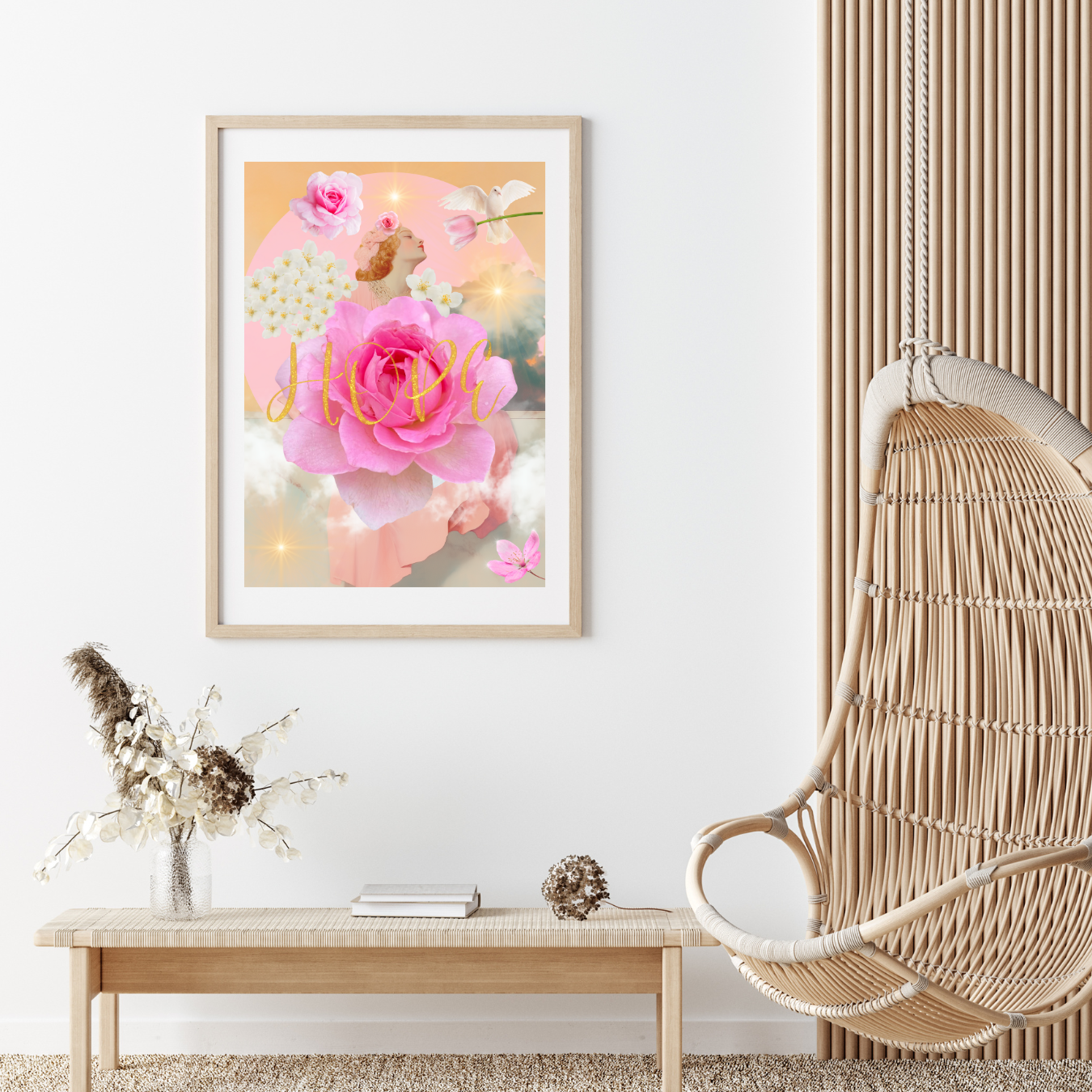 "Hope" - Collage Konst - Collage Art - Inredning - Konstverk - Svensk konst - Begränsad Upplaga om 20 st. i A3 - Fine Art Print - Konstnärstryck - Konstnär: Camilla Essencia