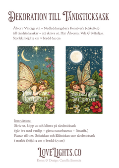 Älvmagi - Älvan Vila och Älvan Månljus - bilder att dekorera tändsticksaskar med - inredning - dekoration i hemmet