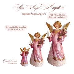 Stående pappersÄngel, pappersänglar, Pappers docka, pappersdockor, rosa, att skriva ut