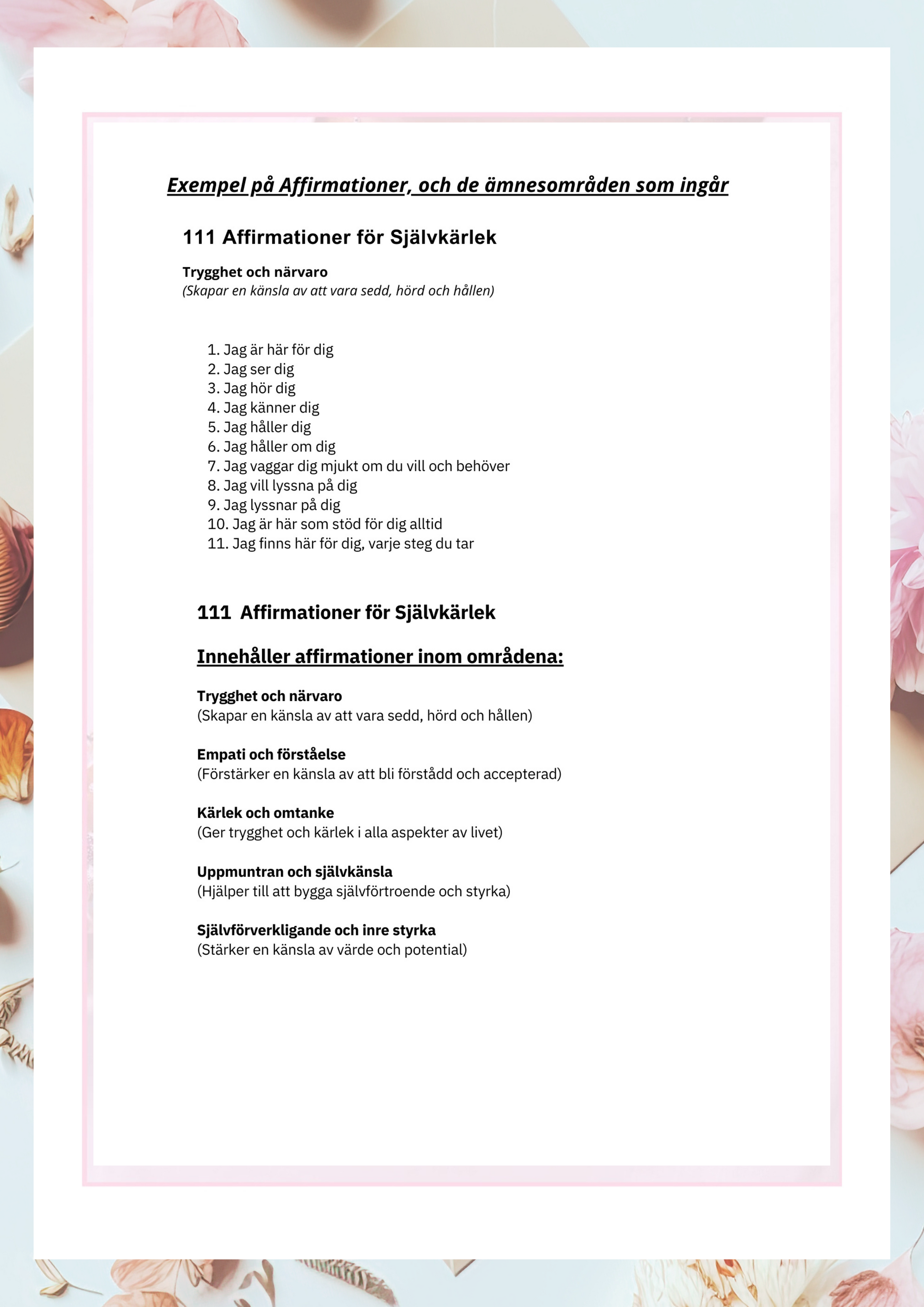 Affirmationer, Självkärlek