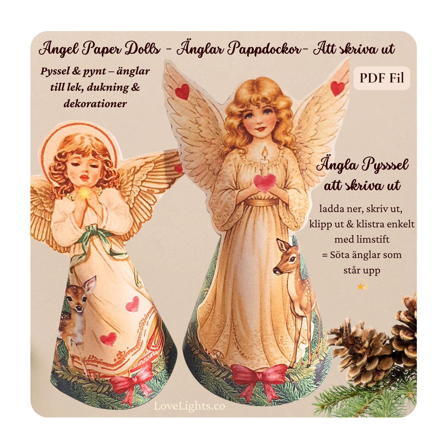 ✨ PREMIÄR – NU ÄR ÄNGLARNA HÄR! 💫 Söta Vintage Pappers Änglar – som självstående PappersDockor för utskrift. Ladda ner, skriv ut & pyssla enkelt ihop dina egna änglar ✨